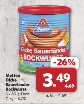 METTEN Dicke Sauerländer Bockwurst