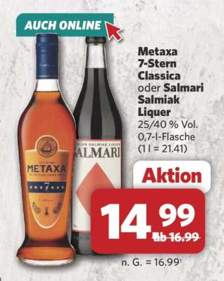 Metaxa 7-Stern Classica oder Salmari Salmiak Liquer