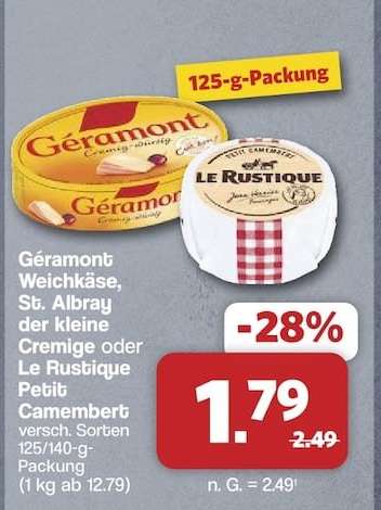 Géramont Weichkäse, St. Albray der kleine Cremige oder Le Rustique Petit Camembert