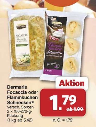 Dermaris Focaccia* oder Flammkuchen Schnecken*