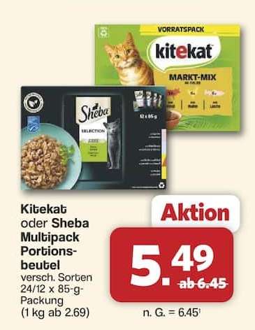 Kitekat oder Sheba Multipack Portionsbeutel