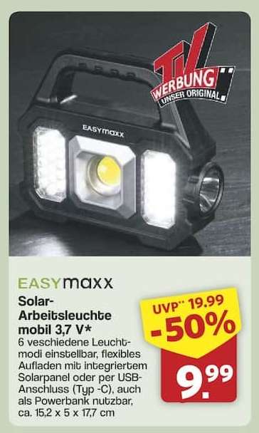 EASYmaxx Solar-Arbeitsleuchte mobil 3,7 V