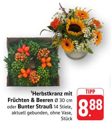 Herbstkranz mit Früchten & Beeren oder Bunter Strauß