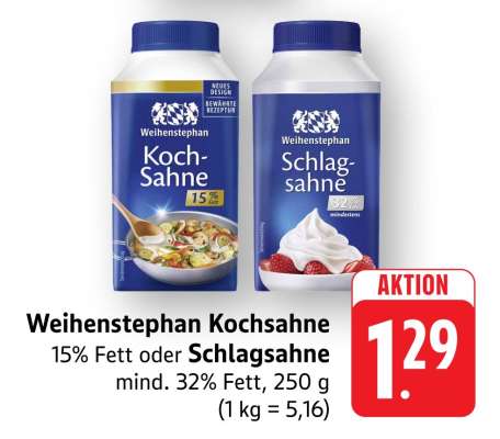 Weihenstephan Kochsahne oder Schlagsahne