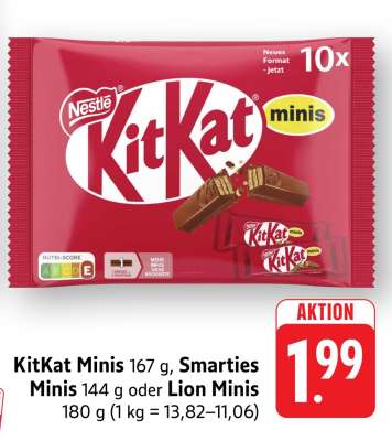 KitKat Minis, Smarties Minis, Lion Minis