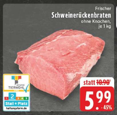 Frischer Schweinerückenbraten