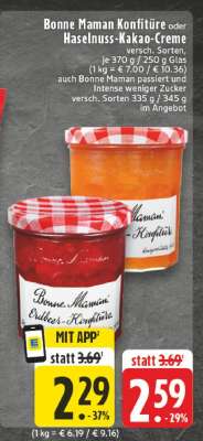 Bonne Maman Konfitüre oder Haselnuss-Kakao-Creme