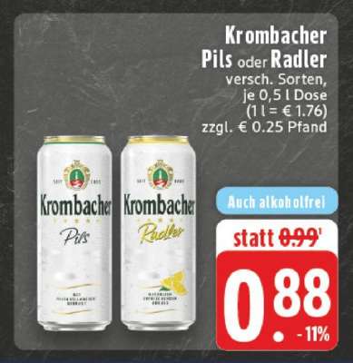 Krombacher Pils oder Radler