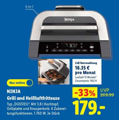 NINJA Grill und Heißluftfritteuse