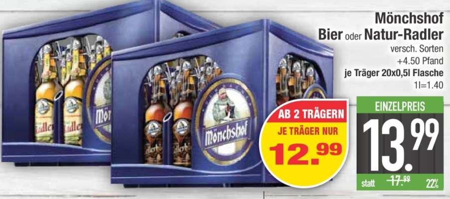Mönchshof Bier oder Natur-Radler