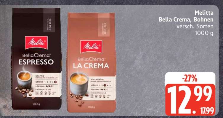 Melitta Bella Crema, Bohnen