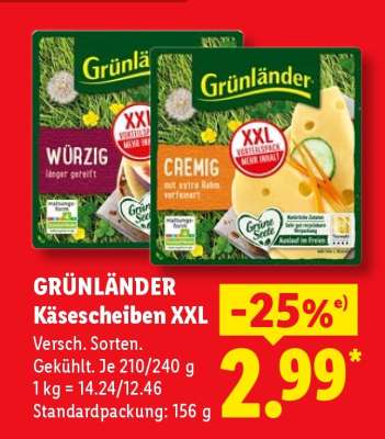 GRÜNLÄNDER Käsescheiben XXL