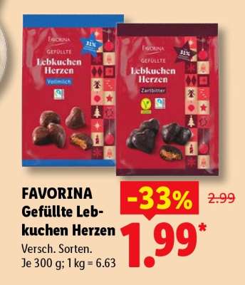 Favorina Gefüllte Lebkuchen-Herzen
