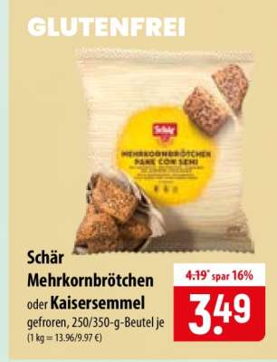 Schär Mehrkornbrötchen oder Kaisersemmel