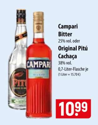 Campari Bitter oder Original Pitú Cachaça
