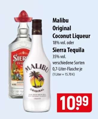 Malibu Original Coconut Liqueur oder Sierra Tequila