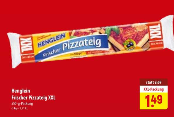 Henglein Frischer Pizzateig XXL