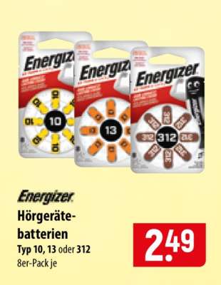 ENERGIZER Hörgerätebatterien