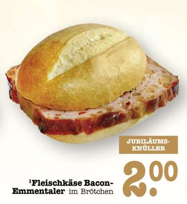 Fleischkäse Bacon-Emmentaler im Brötchen