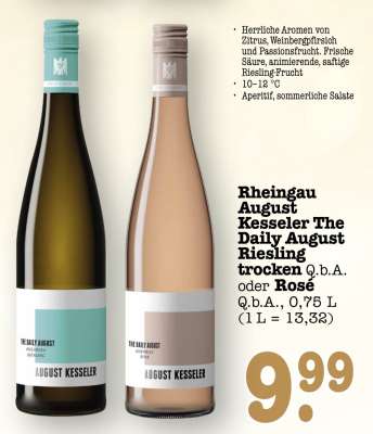 Rheingau August Kesseler The Daily August Riesling trocken Q.b.A. oder Rosé