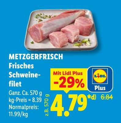 Metzgerfrisch Frisches Schweinefilet