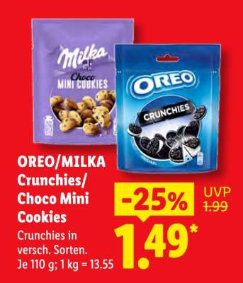 Oreo/Milka Crunchies/Choco Mini Cookies