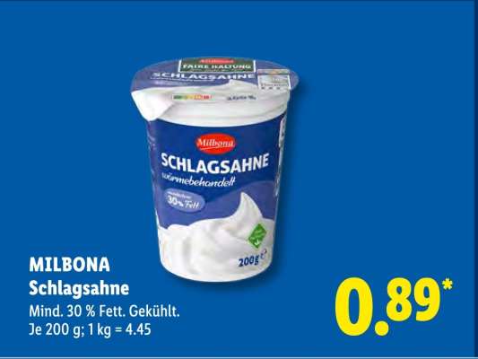 Milbona Schlagsahne