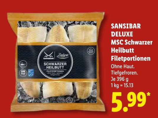 Sansibar Deluxe MSC Schwarzer Heilbutt Filetportionen