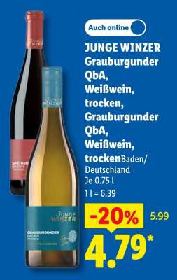 Junge Winzer Grauburgunder QbA, Weißwein, trocken