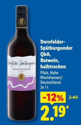 Dornfelder Spätburgunder QbA, Rotwein, halbtrocken