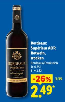 Bordeaux Supérieur AOP, Rotwein, trocken
