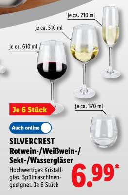 SILVERCREST Rotwein-/Weißwein-/Sekt-/Wassergläser