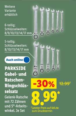 PARKSIDE Gabel- und Ratschen-Ringschlüsselsatz