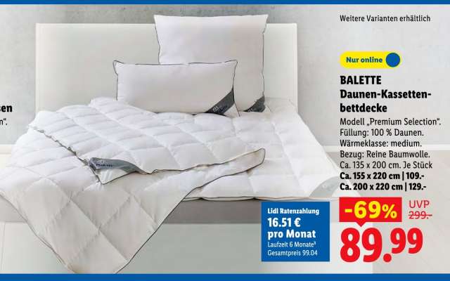 Balette Daunen-Kassettenbettdecke