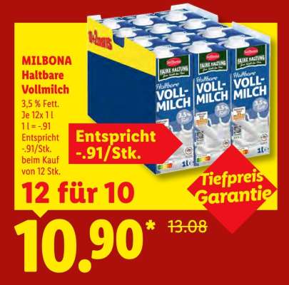 Milbona Haltbare Vollmilch
