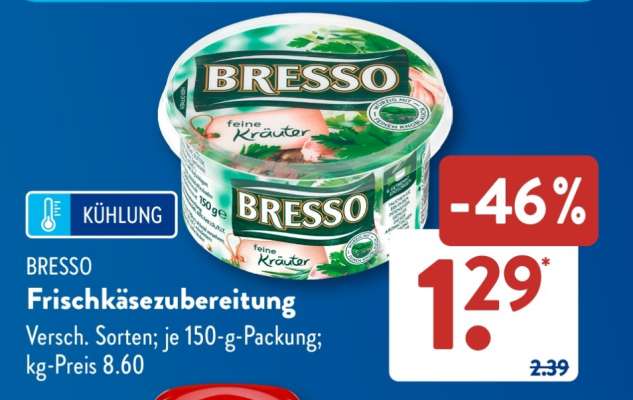 Bresso Frischkäsezubereitung