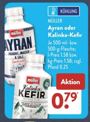 Müller Ayran oder Kalinka-Kefir