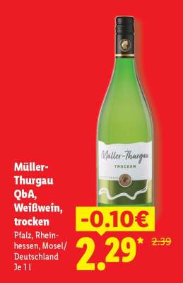 Müller-Thurgau QbA, Weißwein, trocken