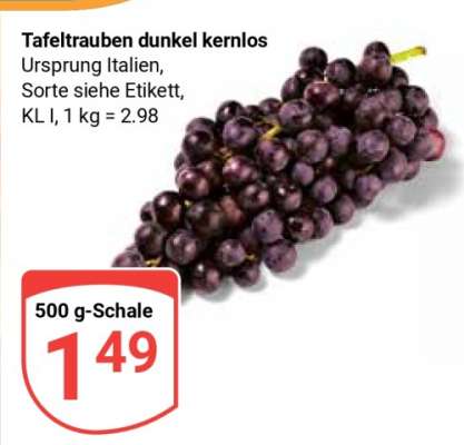 Tafeltrauben dunkel kernlos