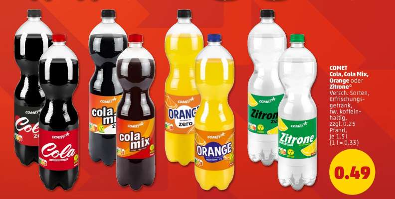 COMET Cola, Cola Mix, Orange oder Zitrone