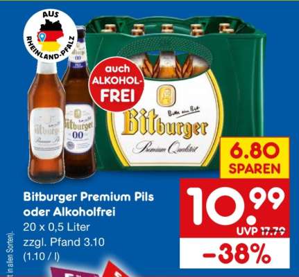 Bitburger Premium Pils oder Alkoholfrei