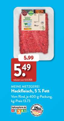 MEINE METZGEREI Hackfleisch, 5% Fett