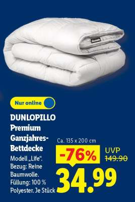 DUNLOPILLO Premium Ganzjahres-Bettdecke