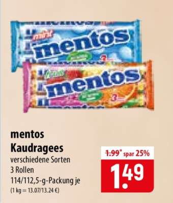 MENTOS Kaudragees