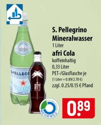 S. Pellegrino Mineralwasser / afri Cola