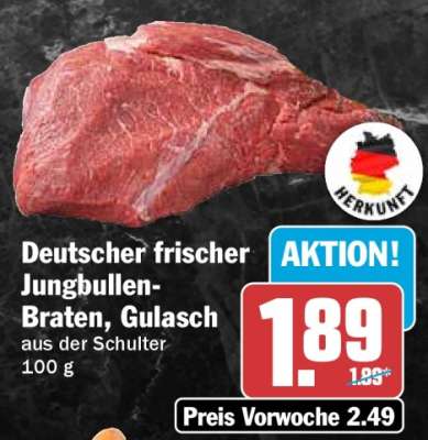 Deutscher frischer Jungbullen-Braten, Gulasch