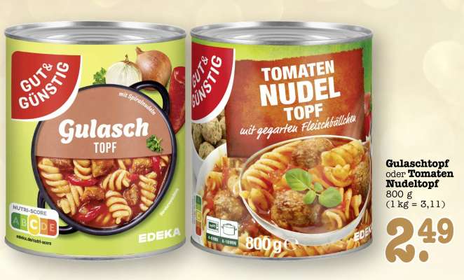Gulaschtopf oder Tomaten Nudeltopf