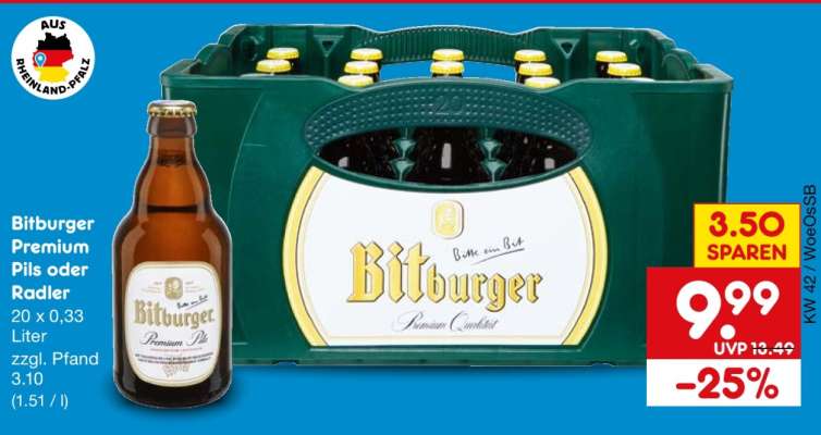 Bitburger Premium Pils oder Radler