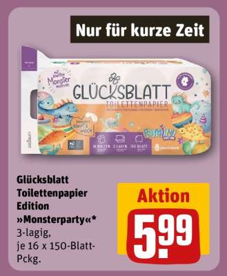 Glücksblatt Toilettenpapier Edition »Monsterparty«