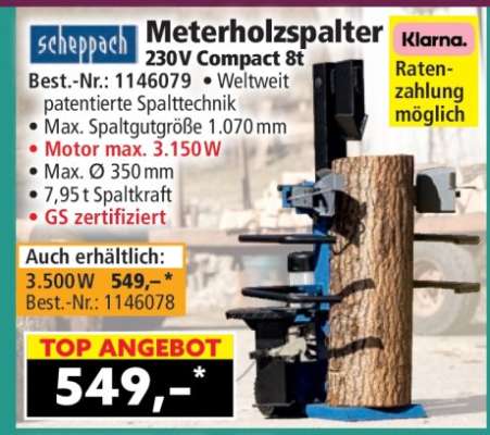 Meterholzspalter 230V Compact 8t